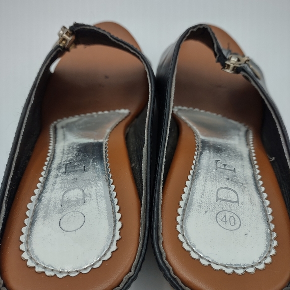 D.F Size 40 Black Leather Mule Shoes - Picture 14 of 15